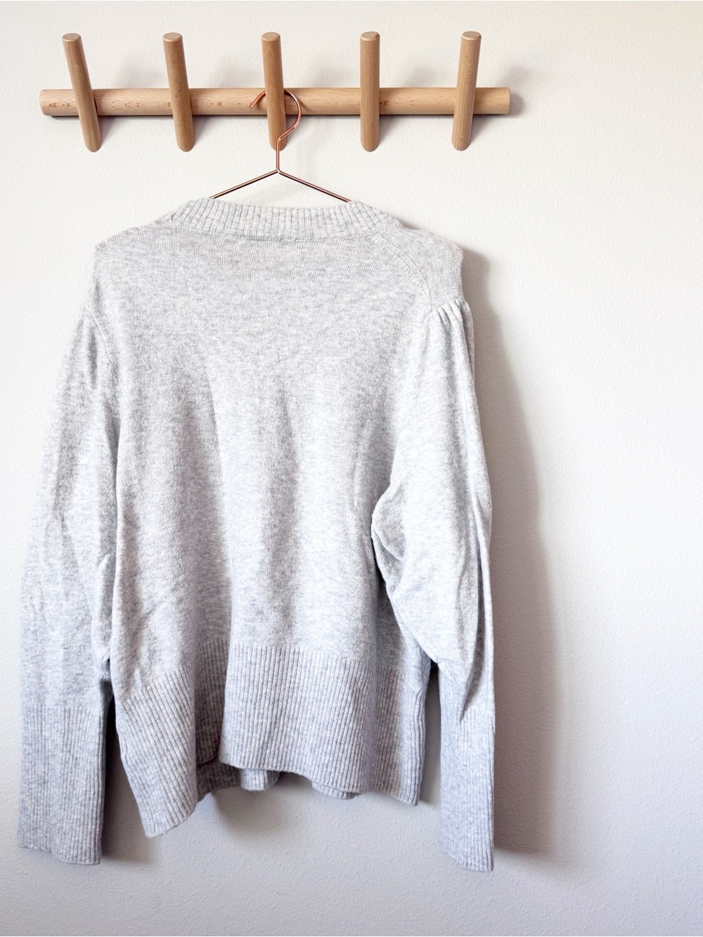J. Crew  Puff-sleeve crewneck sweater- Light Gray Heather - Picture 8 of 9